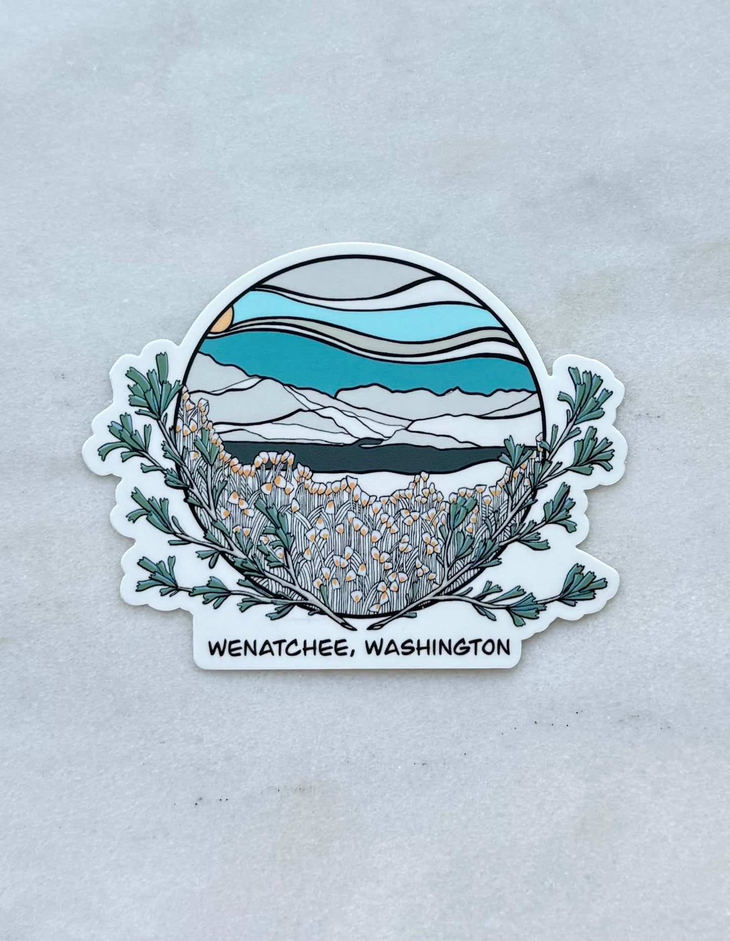 Wenatchee Washington Large Vinyl Sticker in Blue