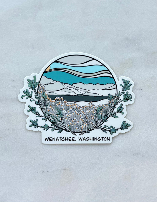 Wenatchee Washington Large Vinyl Sticker in Blue