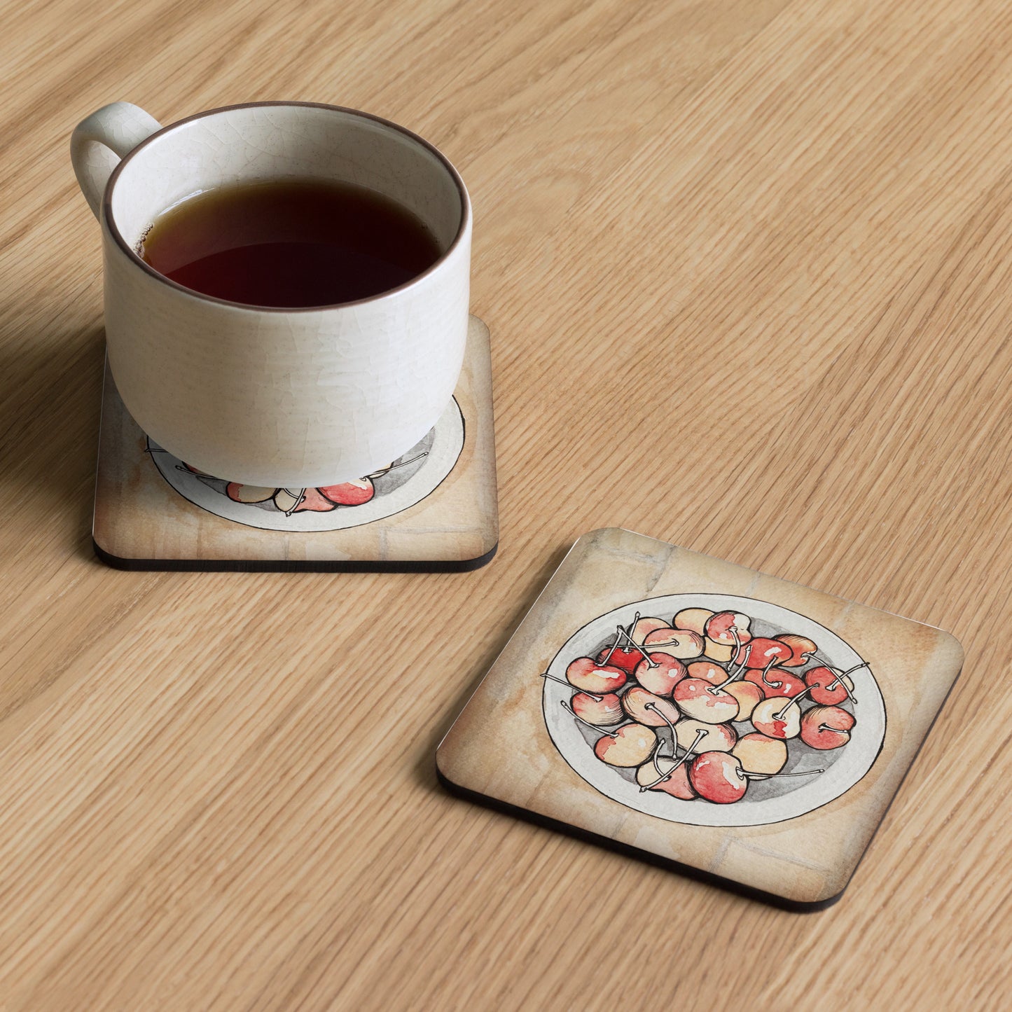 Rainier Cherries Cork-back Coaster